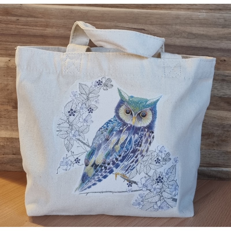 Tasche " Eule blau/violette "