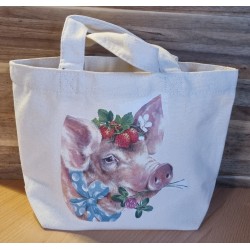 Tasche " Schwein mit Erdbeeren "