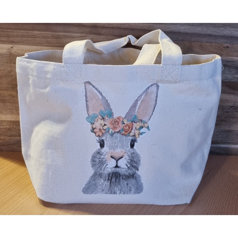 Tasche " Kaninchenkopf mit Blumen "