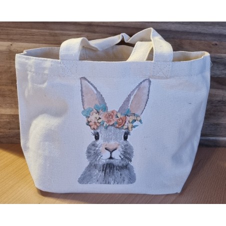 Tasche " Kaninchenkopf mit Blumen "