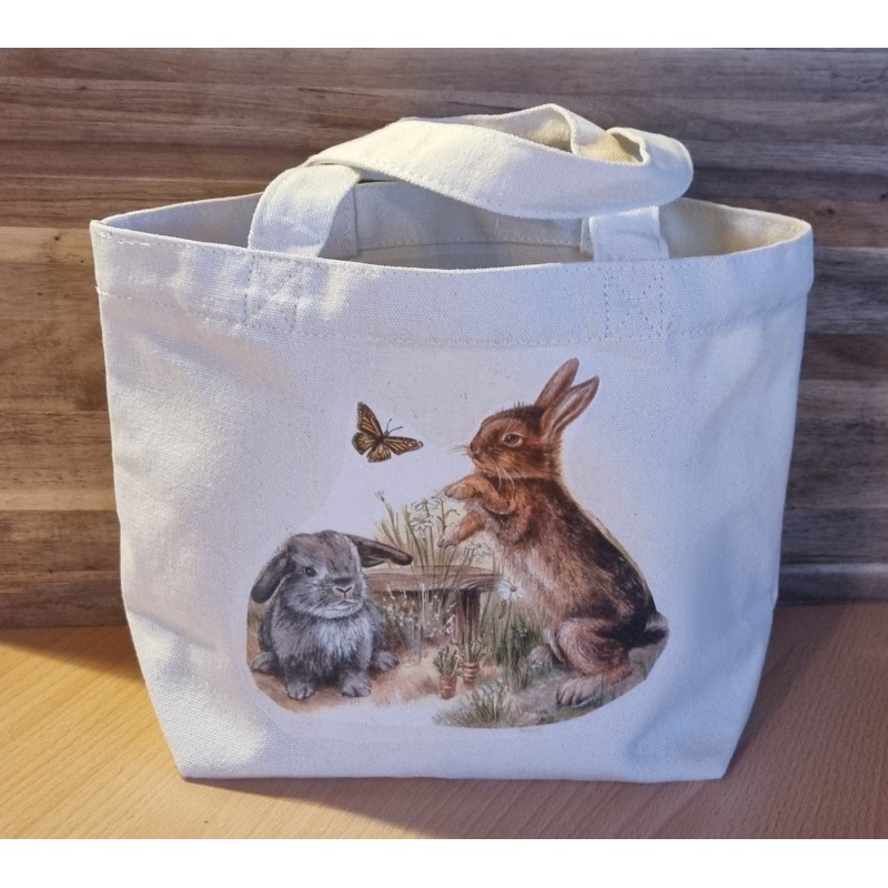 Tasche " Zwei Kaninchen und Schmetterling "