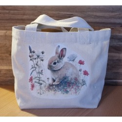 Tasche " Kaninchen mit Blumen pink"