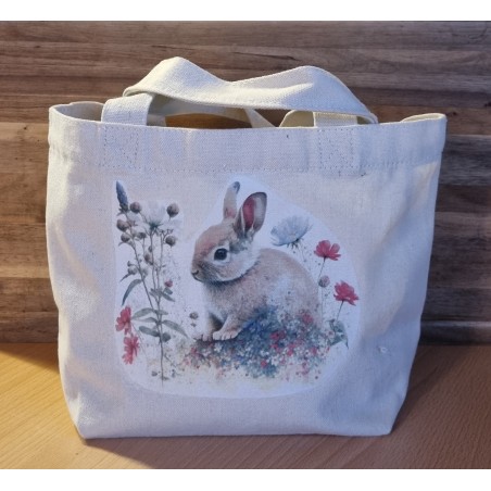 Tasche " Kaninchen mit Blumen pink"