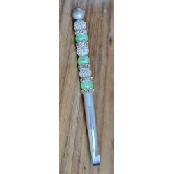 Kosmetik Pinsel klein und schräg   hellgrün/weiss