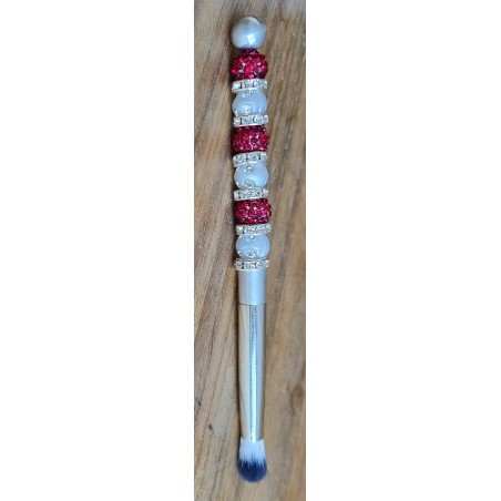 Kosmetik Pinsel klein und rund   bordeaux/weiss