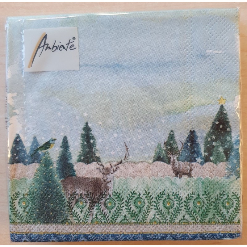 Servietten Winterwald mit Hirsch