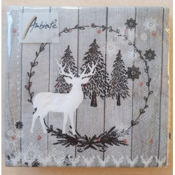 Serviette Hirsch weiss