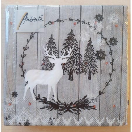 Serviette Hirsch weiss