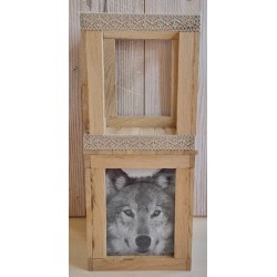 Klötzchen Doppel-Laterne Wolfskopf grau
