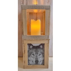 Klötzchen Doppel-Laterne Wolfskopf grau