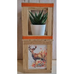 Klötzchen Doppel-Laterne Hirsch/Blumen orange