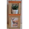 Klötzchen Doppel-Laterne Hirsch/Blumen orange