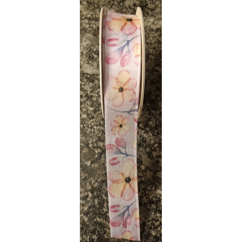 Dekoband Blumen pink/orange/gelb