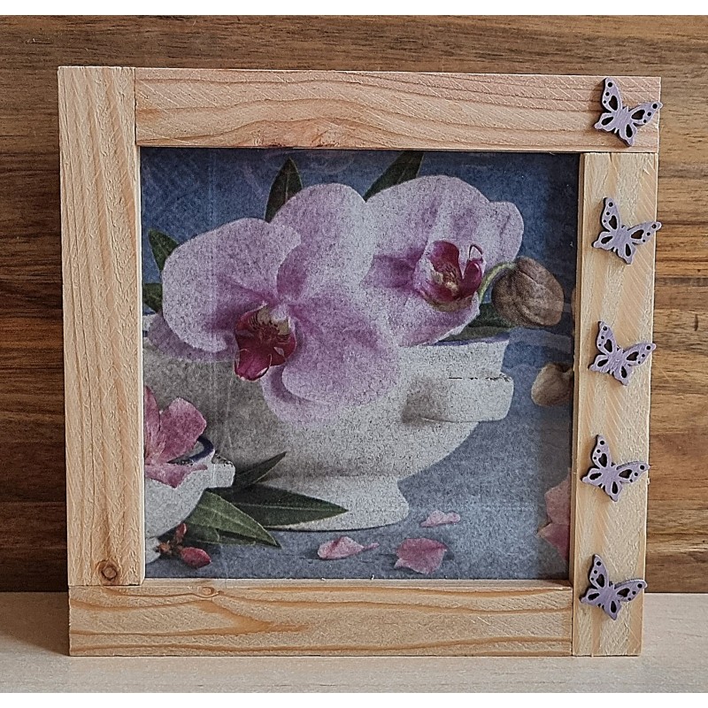 Led Lichterbox Orchidee/Spitzeband rosa