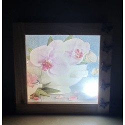 Led Lichterbox Orchidee/Spitzeband rosa