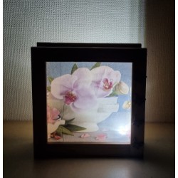 Led Lichterbox Orchidee/Spitzeband rosa