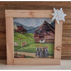 Led Lichterbox Bauernhaus/Dekoband Edelweiss grün