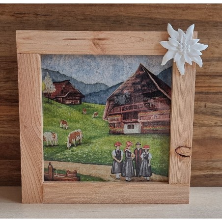 Led Lichterbox Bauernhaus/Dekoband Edelweiss grün