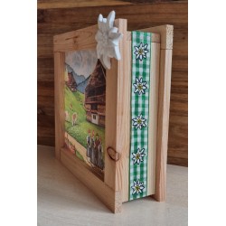 Led Lichterbox Bauernhaus/Dekoband Edelweiss grün