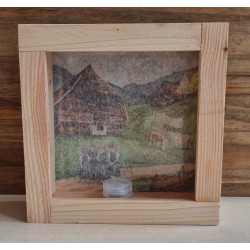 Led Lichterbox Bauernhaus/Dekoband Edelweiss grün