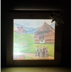 Led Lichterbox Bauernhaus/Dekoband Edelweiss grün