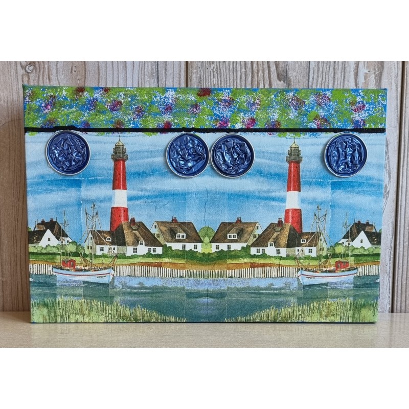 Bild " Leuchtturm " blau/grün Töne