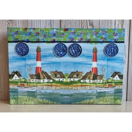 Bild " Leuchtturm " blau/grün Töne
