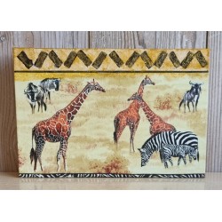 Bild " Giraffen und Zebras " beige/gold Töne