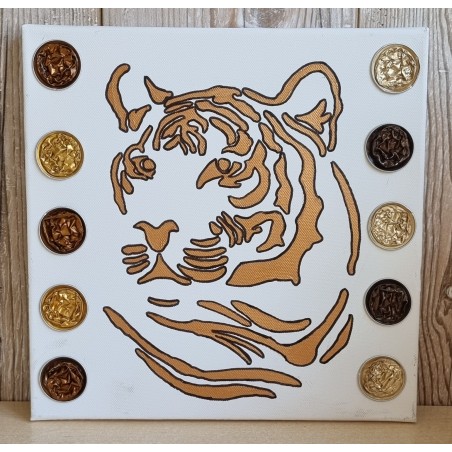 Bild " Tiger Kopf " bronze Töne