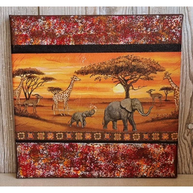 Bild " Abendstimmung/Tiere " rot/orange Töne