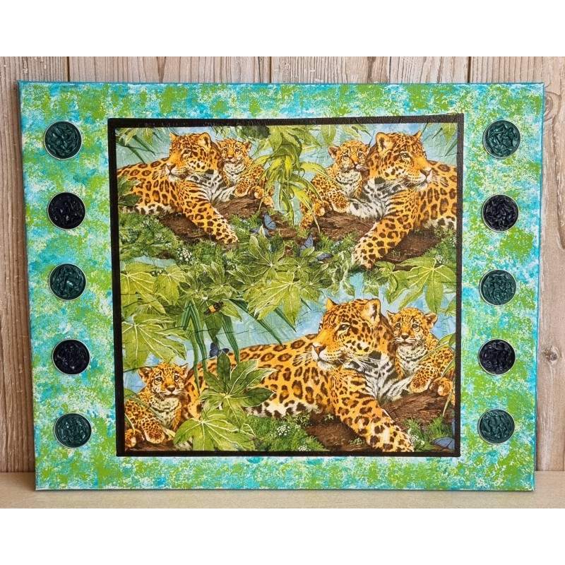 Bild " Leoparden " blau/grün Töne