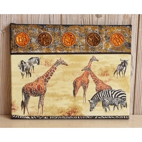 Bild " Giraffen und Zebras "  schwarz/bronze Töne