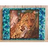Bild " Leopard "  türkis/blau Töne