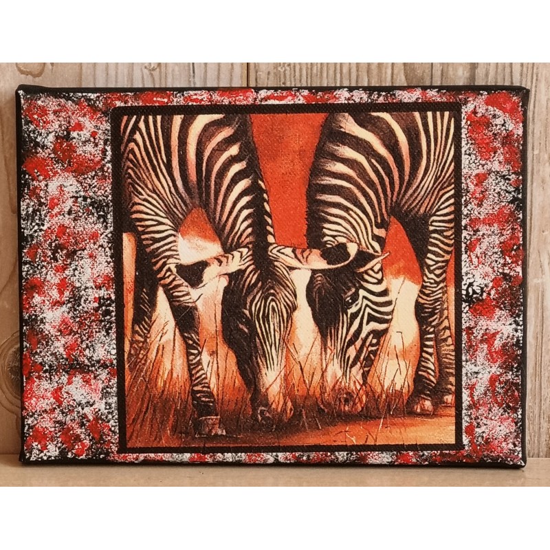 Bild " Zebras "  rot/schwarz Töne