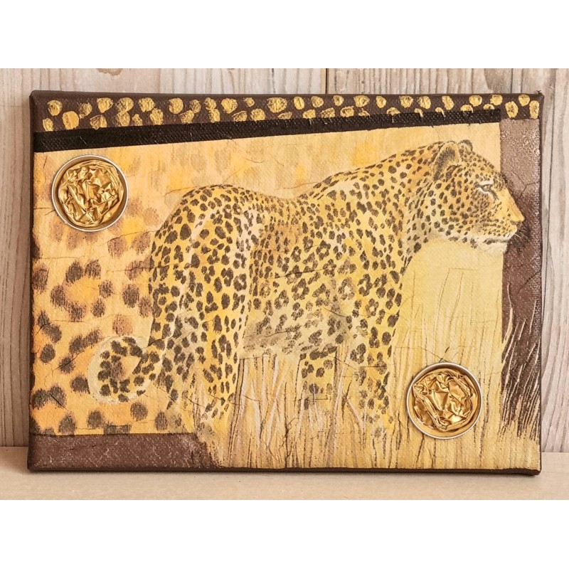 Bild " Leopard "  braun/gold Töne