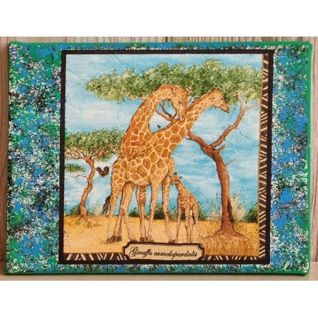 Bild " Giraffen "  blau/grün Töne