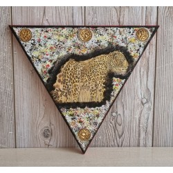 Bild " Leopard "  schwarz/rot/gelb Töne