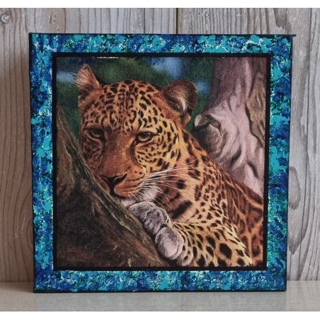 Bild " Leopard "  türkis/blau/grün Töne