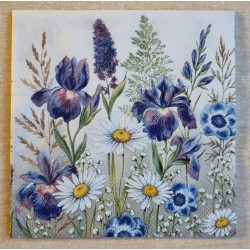Serviette Margriten/Blumen blau