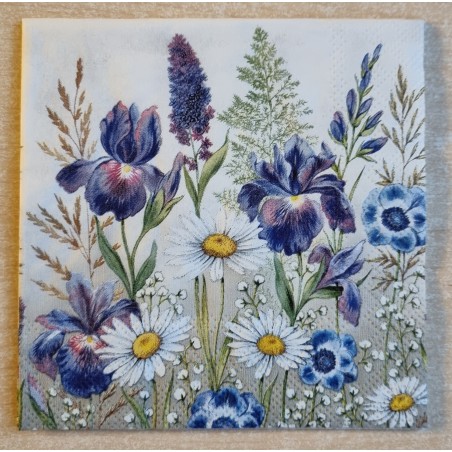 Serviette Margriten/Blumen blau