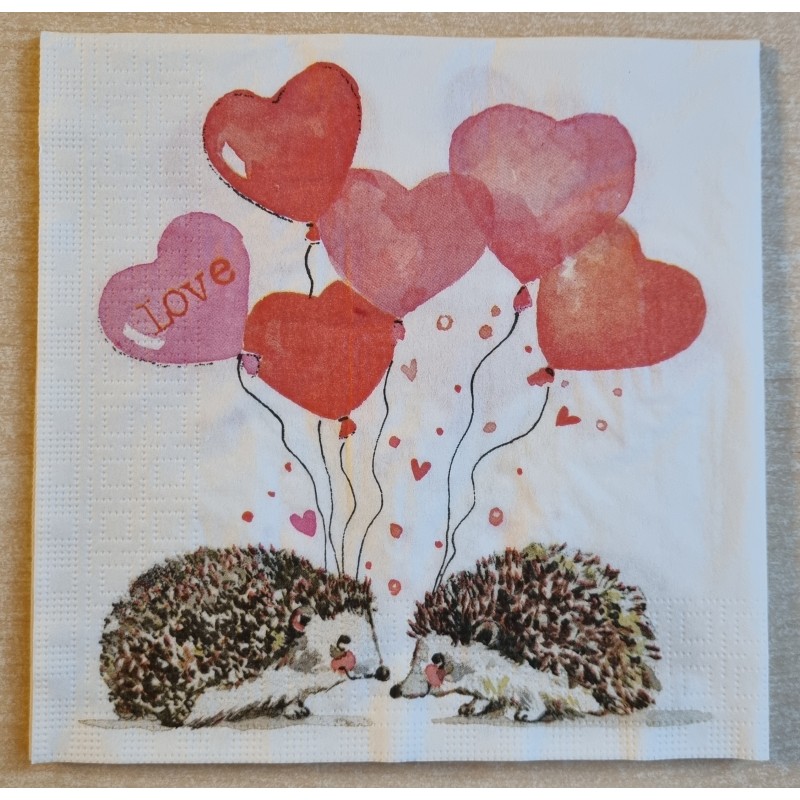 Serviette Igel/ Herz Ballons