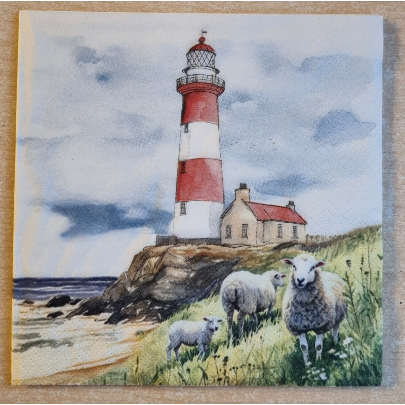 Serviette Leuchtturm/Schafe