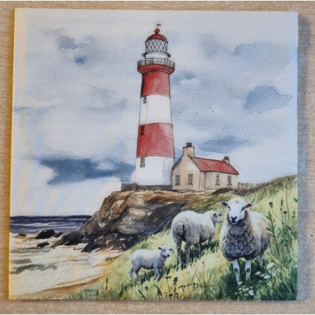 Serviette Leuchtturm/Schafe