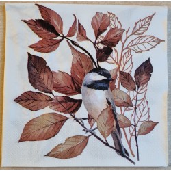 Serviette Sperling/Blätter braun