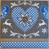 Serviette Edelweiss/Herz grau-blau