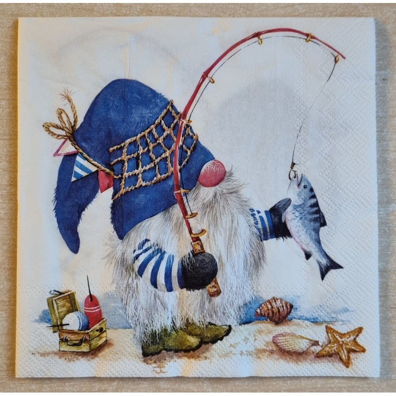 Serviette Fischender Wichtel