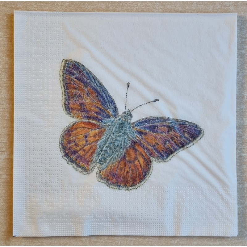 Serviette Schmetterling orange/blau