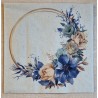 Serviette Blumenkranz blau/lachs