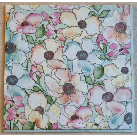 Serviette Bunte Blüten