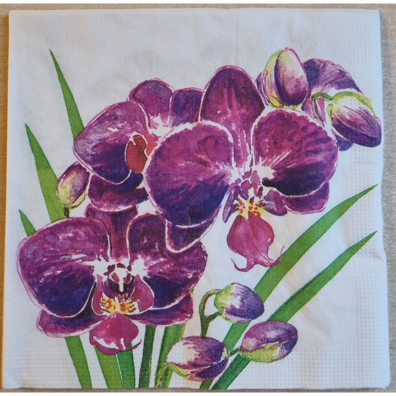 Serviette Orchideen magenta/violette